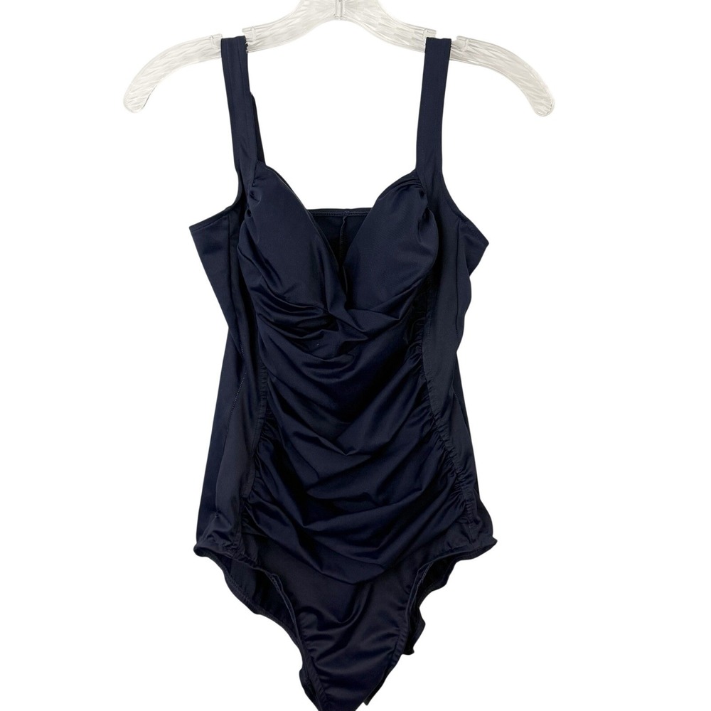 Miraclesuit One Piece Estilo Swimsuit Navy Blue Ruched 12 Tummy Control Slimming